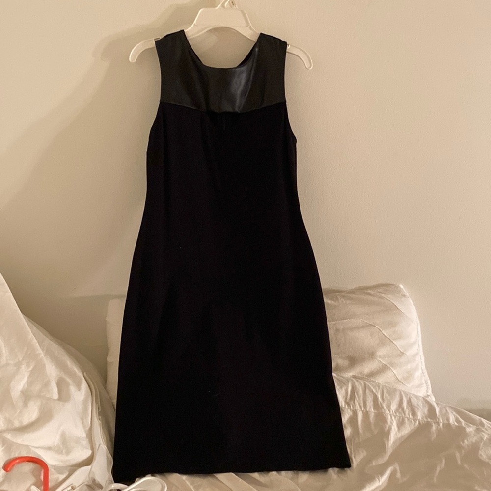 Black Mini Dress with Leather Top